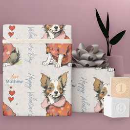 ein niedlicher Chihuahua auf einer Valentintagskar Geschenkpapier