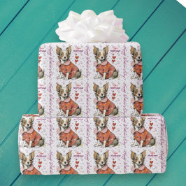 ein niedlicher Chihuahua auf einer Valentintagskar Geschenkpapier