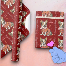 ein niedlicher Chihuahua auf einer Valentintagskar Geschenkpapier