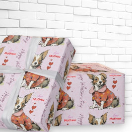 ein niedlicher Chihuahua auf einer Valentintagskar Geschenkpapier
