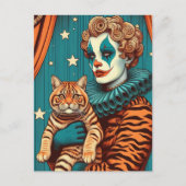 Ein Niedlicher Clown und Tabby Ginger Cat Postkarte (Vorderseite)