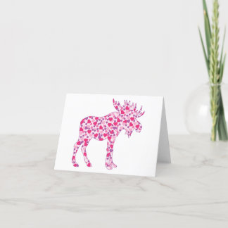 Ein niedlicher Elch aus kleinen rosa Herzen Dankeskarte