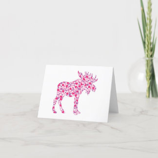 Ein niedlicher Elch aus kleinen rosa Herzen Dankeskarte