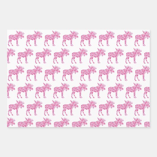 Ein Niedlicher Elch aus kleinen rosa Herzen der Li Geschenkpapier Set (Vorderseite)