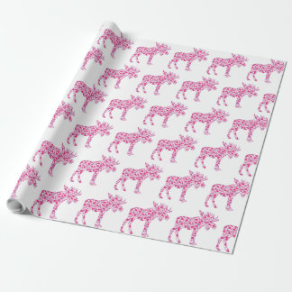 Ein Niedlicher Elch in kleinen rosa Herzen Geschenkpapier