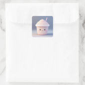 Ein Niedlicher Erdbeermilch Quadratischer Aufkleber (Tasche)