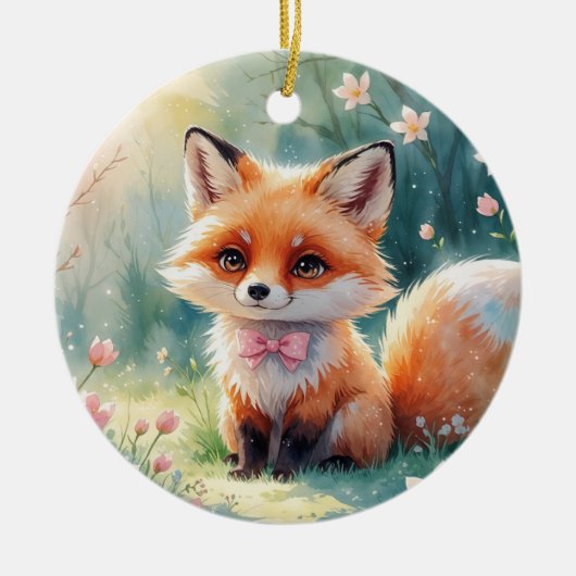 Ein Niedlicher Fuchs Keramik Ornament (Vorne)
