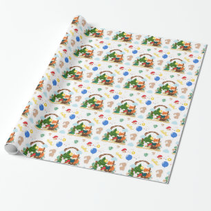 Ein niedlicher Fuchs und Hase im Wald Geschenkpapier