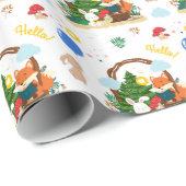 Ein niedlicher Fuchs und Hase im Wald Geschenkpapier (Rolleneckpunkt)