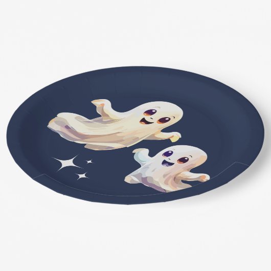 Ein niedlicher Halloween-Geburtstag. Pappteller (Schrägansicht)