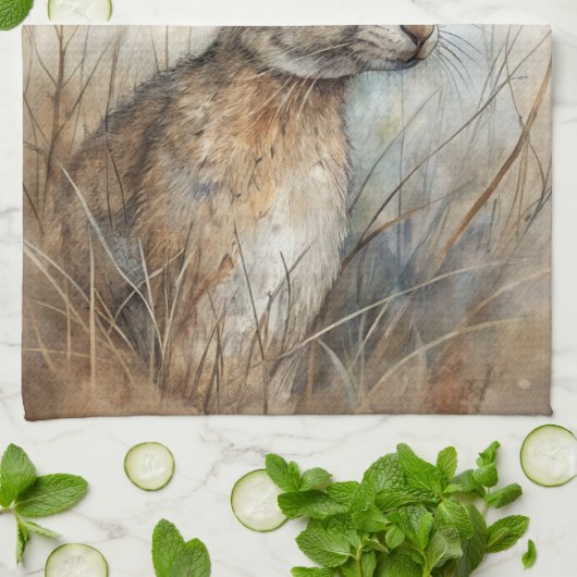 Ein Niedlicher Hase im Wald Geschirrtuch (Gefaltet)