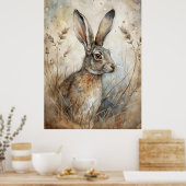 Ein Niedlicher Hase im Wald Poster (Küche)