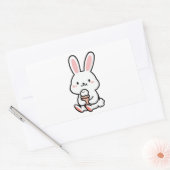 ein niedlicher Hasen mit Eis Rechteckiger Aufkleber (Umschlag)