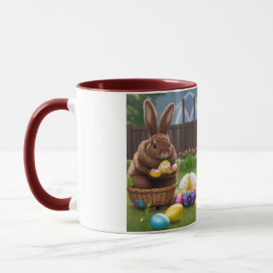 Ein Niedlicher Haufen Osterbrunnens in einem Korb Tasse