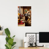 Ein niedlicher Hund am Diner Poster (Heimbüro)