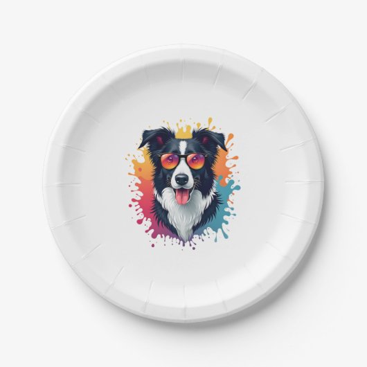 Ein niedlicher Hund Border Collie [RB#10009] Pappteller (Vorderseite)