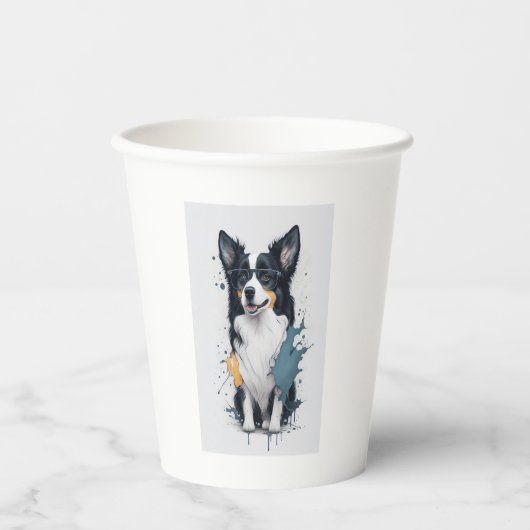 Ein niedlicher Hund Border Collie [RB#10011] Pappbecher (Vorderseite)