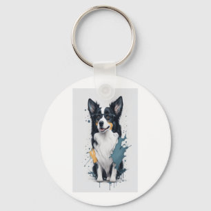 Ein niedlicher Hund Border Collie [RB#10011] Schlüsselanhänger