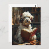 Ein Niedlicher Hund, der ein Buch liest Postkarte (Vorne/Hinten)