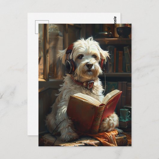 Ein Niedlicher Hund, der ein Buch liest Postkarte (Vorne/Hinten)