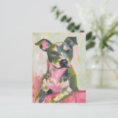 Ein Niedlicher Hund Graue Pittie Mix Postkarte (Stehend Vorderseite)