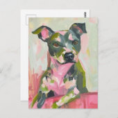 Ein Niedlicher Hund Graue Pittie Mix Postkarte (Vorne/Hinten)