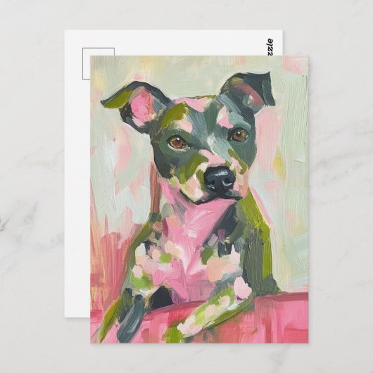 Ein Niedlicher Hund Graue Pittie Mix Postkarte (Vorne/Hinten)