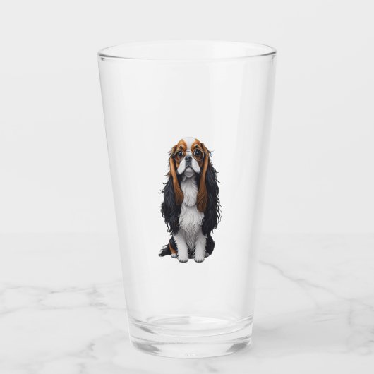 Ein niedlicher Hund König Charles Spaniel Glas (Vorderseite)