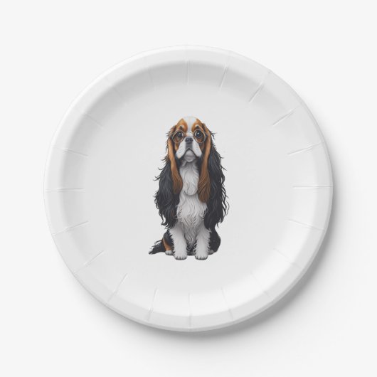 Ein niedlicher Hund König Charles Spaniel Pappteller (Vorderseite)