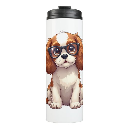 Ein niedlicher Hund König Charles Spaniel Thermosbecher (Vorderseite)