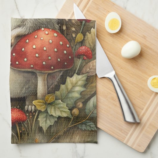 Ein Niedlicher Igel im Wald Geschirrtuch (Viertel Falte)