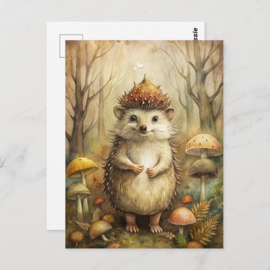 Ein Niedlicher Igel im Wald Postkarte (Vorne/Hinten)