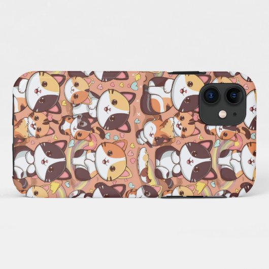 Ein niedlicher Katzenkatze-Patchelefon mit nahtlos Case-Mate iPhone Hülle (Rückseite (Horizontal))
