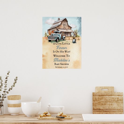 Ein Niedlicher kleiner Bauer ist auf dem Weg zur B Poster (Küche)