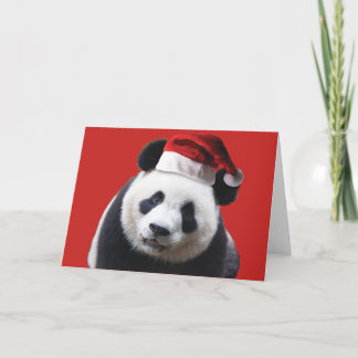 Ein Niedlicher Panda-Bär mit einem Weihnachtshut Feiertagskarte
