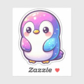 Ein niedlicher pastellfarbener Pinguin mit einem l Aufkleber (Blatt)