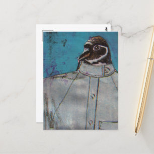 Ein niedlicher Pinguinvogel im Anzug Postkarte