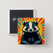Ein Niedlicher Pop Art Badger Button (Vorne & Hinten)