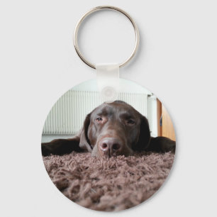 ein niedlicher Schokolade Labrador Welpe schlafen Schlüsselanhänger