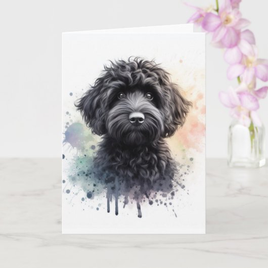 Ein niedlicher schwarzer Cockapoo Karte (Orchidee)