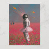 Ein niedlicher surrealer Astronaut mit Diskokugel Postkarte (Vorderseite)