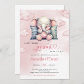 Ein niedlicher, süßer kleiner Erdnuss-Elefant auf Einladung (Vorne/Hinten)