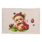 Ein Niedlicher Teddybär, der wie ein Ladybug-Gewür Kissenbezug (Rückseite)