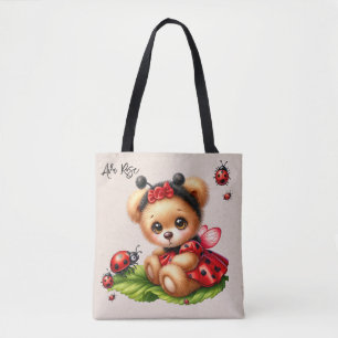 Ein Niedlicher Teddybär, der wie ein Ladybug-Gewür Tasche