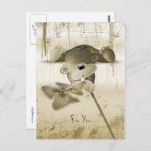Ein niedlicher Teddybär mit Blume - Postkarte (Vorne/Hinten)