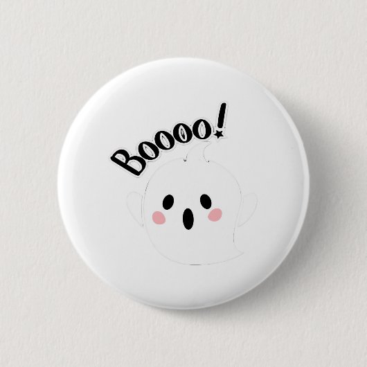 Ein Niedlicher, weißer Boo, Lässig Button (Vorderseite)