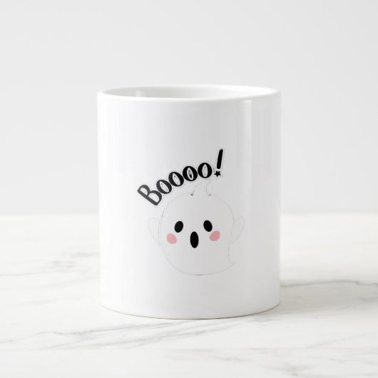 Ein Niedlicher, weißer Boo, Lässig Jumbo-Tasse (Vorderseite)