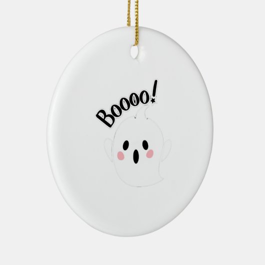 Ein Niedlicher, weißer Boo, Lässig Keramik Ornament (Rechts)