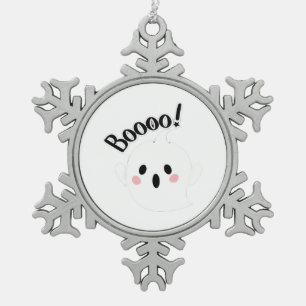 Ein Niedlicher, weißer Boo, Lässig Schneeflocken Zinn-Ornament