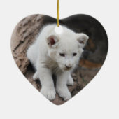 Ein niedlicher, weißer Löwe Keramik Ornament (Hinten)